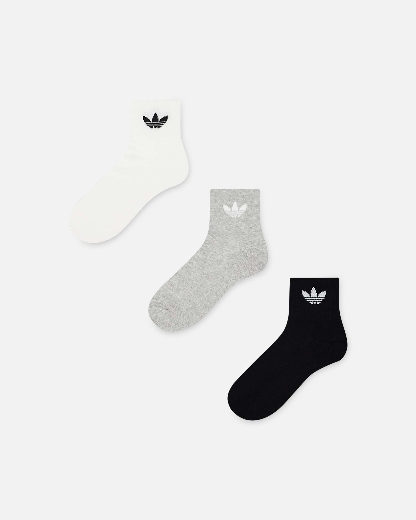 Adidas Mid Crew Socks 3-Pack - White, Grey & Black Athletic Socks for Men & Women - Perfect for Running, Gym & Everyday Wear