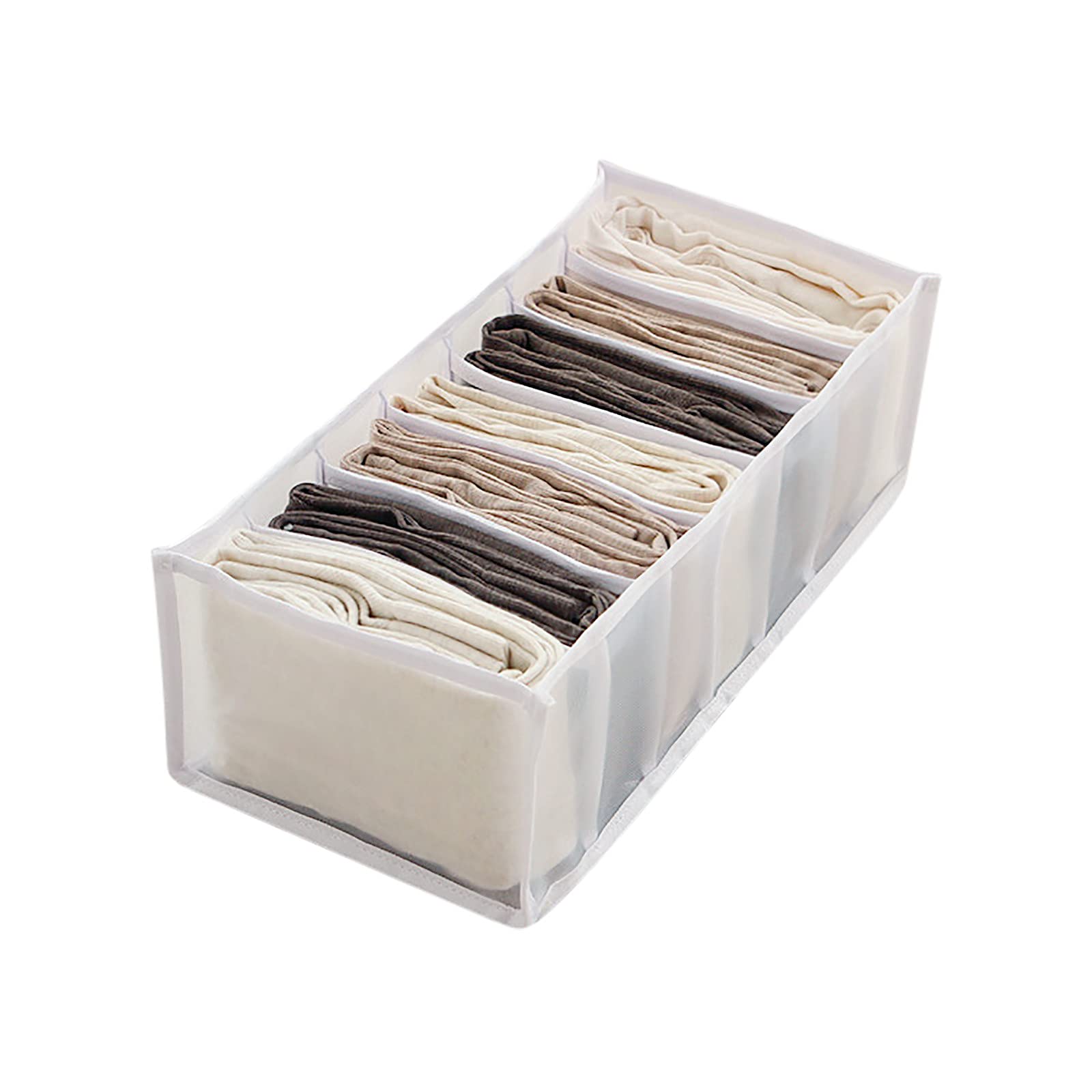 Foldable Fabric Drawer Organizer for Clothes - Nylon Closet Dividers & Dresser Compartments for Jeans, T-Shirts, Pants Storage | Perfect for Bedroom, Closet & Travel Organization (Black)
