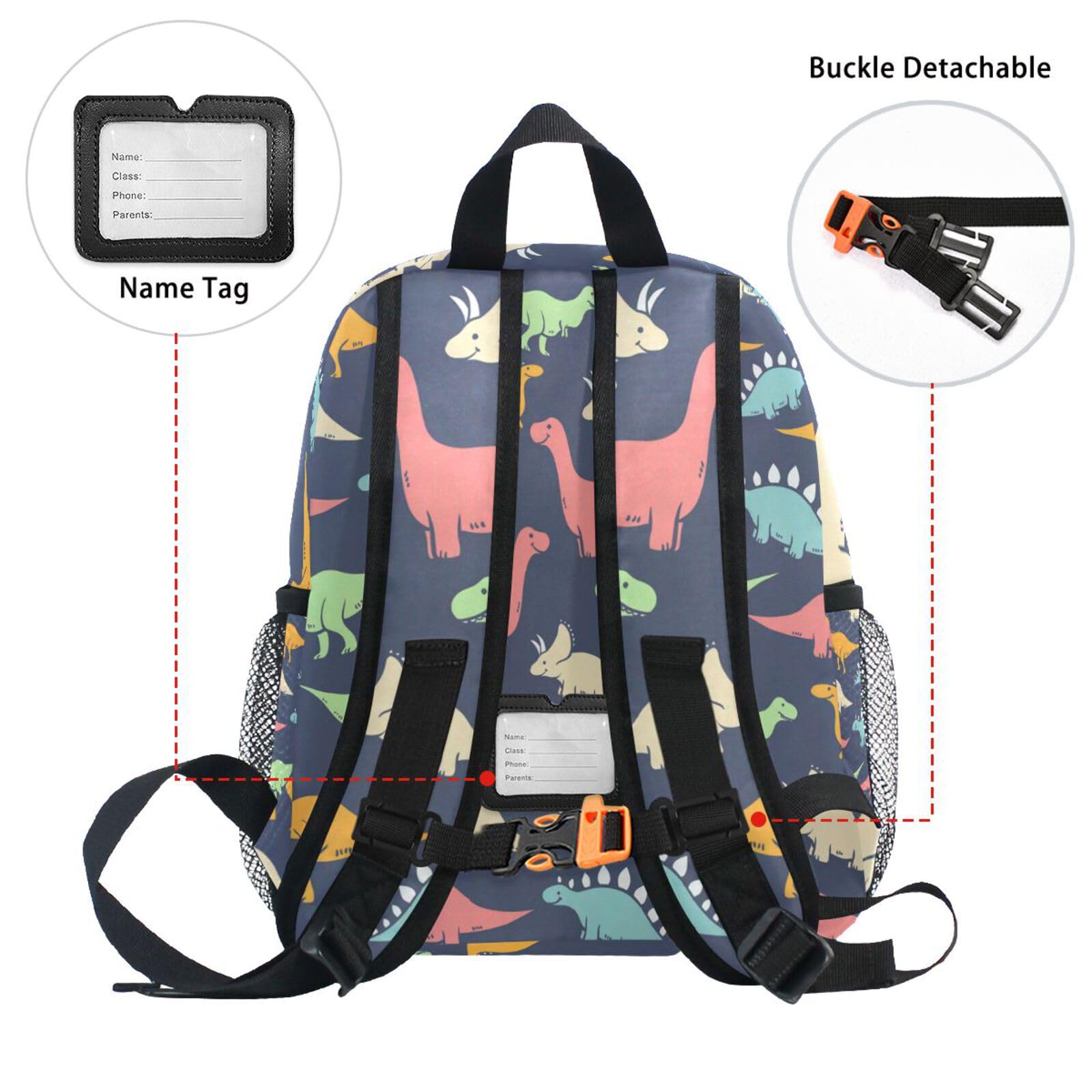 Dinosaur Toddler Backpack for Kids - Lightweight Preschool & Kindergarten Book Bag, Cute Colorful Daycare Backpack for Travel, School & Toys - Durable & Practical for Boys & Girls