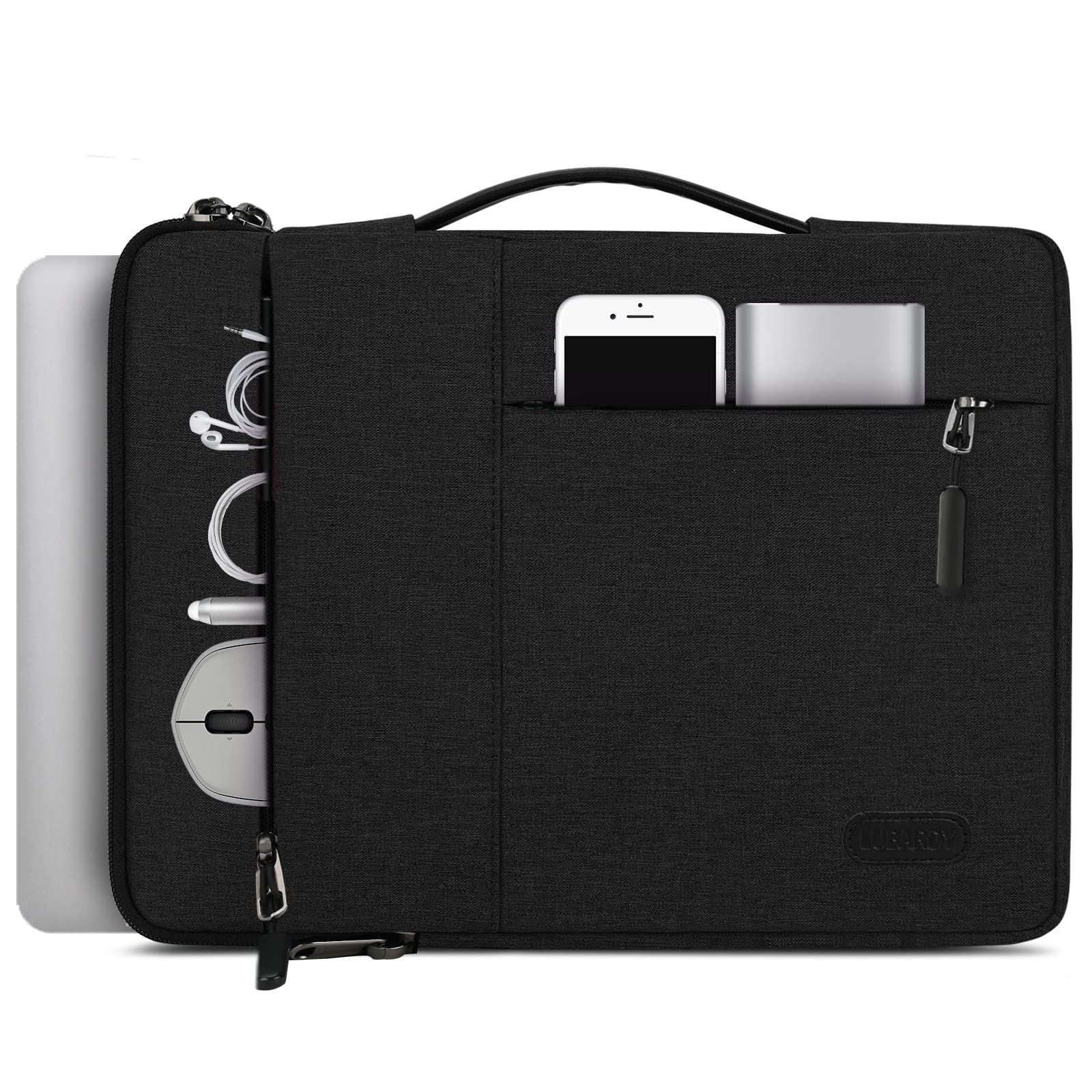 13.3-14 Inch Waterproof Laptop Sleeve Case - Durable Business Computer Bag for MacBook Air/Pro, HP, ThinkPad, Notebook & Tablet - Protective Handle Laptop Bag in Black - Ideal for Work, Travel & School