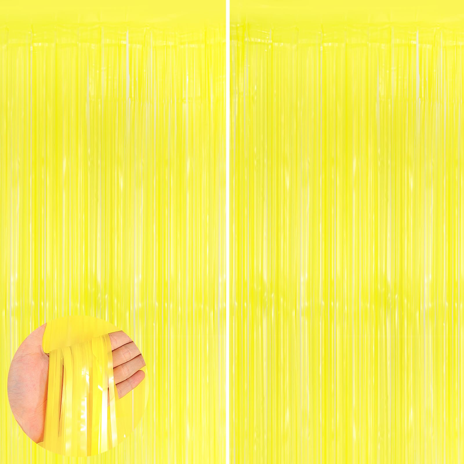 2 Pack Gold Metallic Tinsel Foil Fringe Curtains - 3.3x8.3ft Shiny Party Streamers for Birthday, Christmas, New Year Decorations | Perfect for Doorways, Photo Backdrops & Event Decor