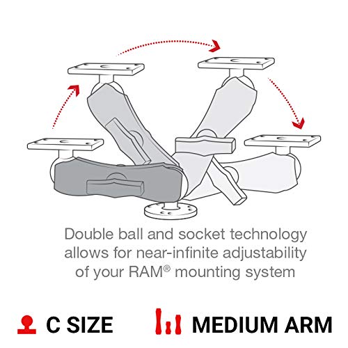 Humminbird Helix 5 RAM-202-153-202U Double Ball Mount with Medium Arm - Enhanced Stability for Marine Navigation & Fishing