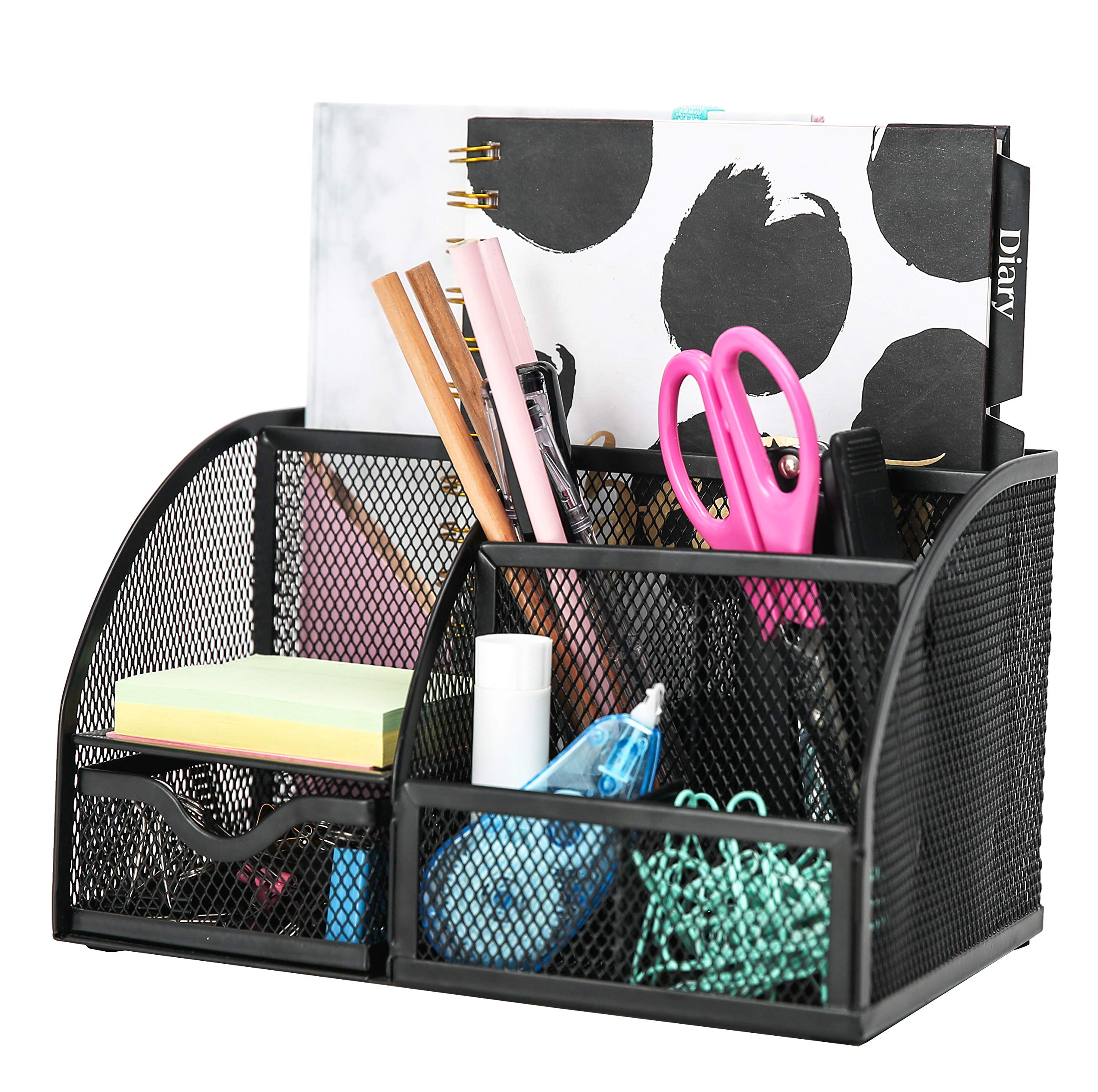 EXERZ Multifunctional Desk Organizer - Black (EX348) | Pen Holder, Stationery Storage, Office Supplies Organizer | Perfect for Home Office, School & Workspace