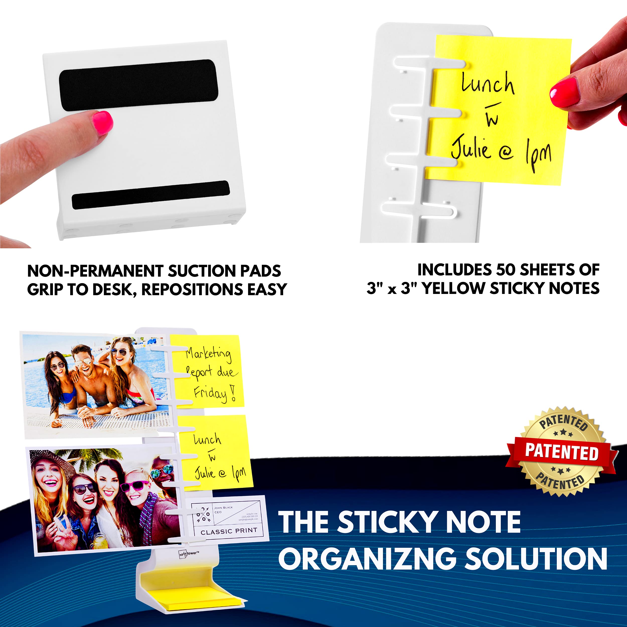Note Tower Desktop Pro Dual Document Holder for Typing | Compact 2-Page Paper Stand for Desk | Organizer for Copy Paper, Photos & Sticky Notes | Includes 3x3 Post-it Notes | White | Perfect for Office, Study & Home Workspace Organization