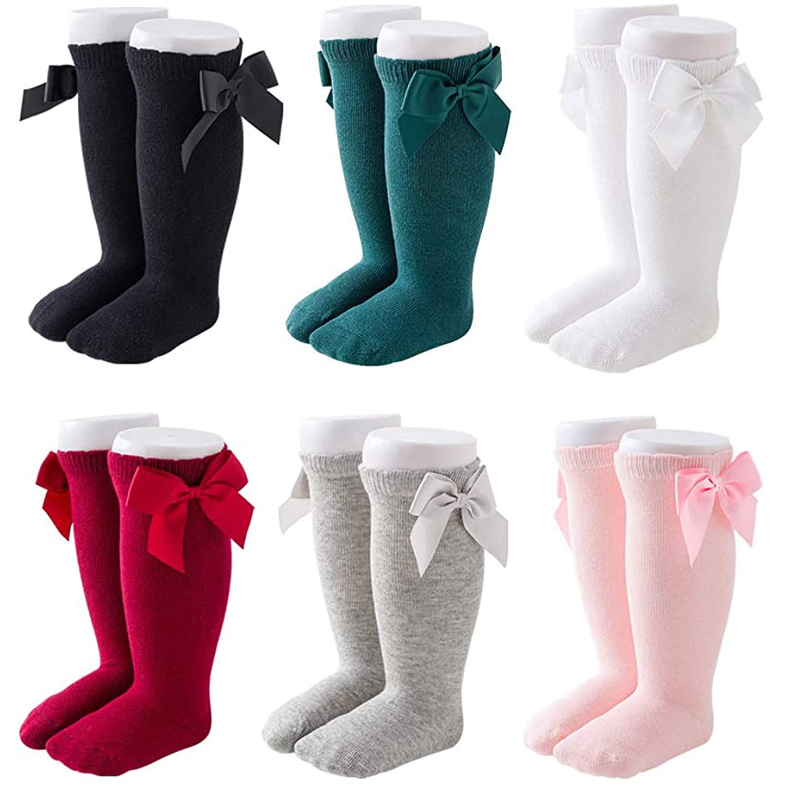 Baby Girls Cute Knee-High Socks | Toddler Tube Socks with Ruffled Bows | Soft Cotton Princess Stockings for Newborns & Infants | Perfect for Dress-Up, Photo Shoots & Everyday Wear