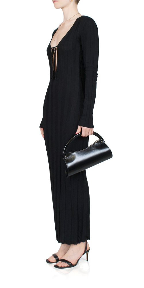 Liaison Knit Keyhole Maxi Dress for Women - Elegant Long Sleeve Boho Chic Midi Dress for Party, Wedding & Special Occasions