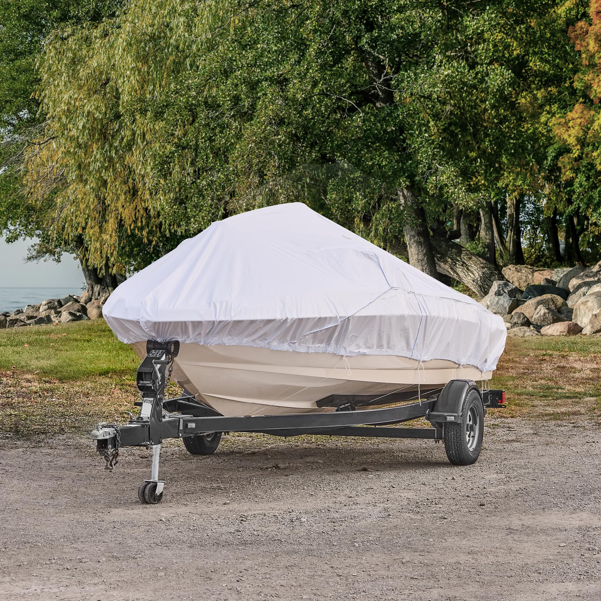 Transhield Universal Marine Boat Cover - Waterproof Heavy Duty Boat Cover with Straps & Vents - Perfect for Yachts, Sailboats, and Powerboats Protection
