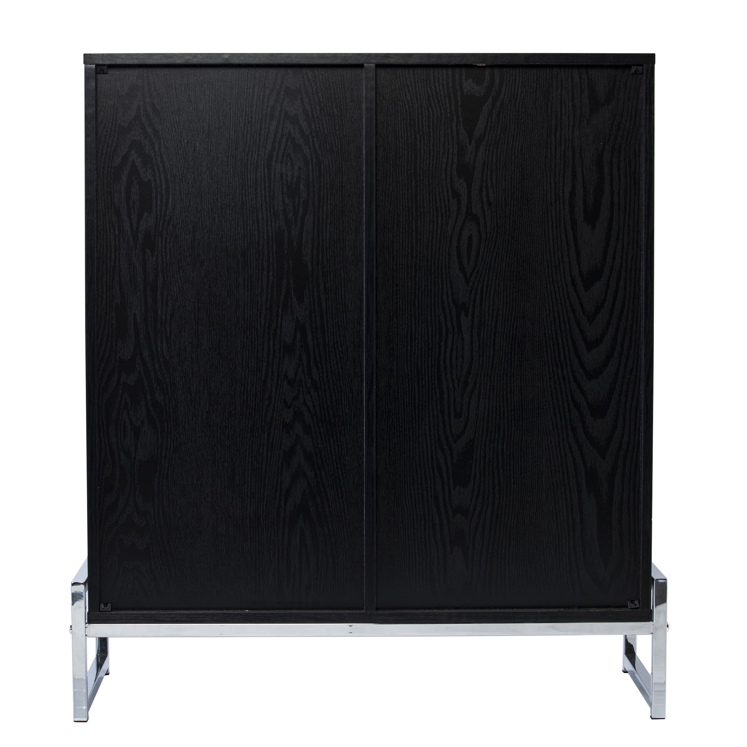 SEI Furniture Pierton Double-Door Bar Cabinet with Glass Shelves - Modern Black Liquor Storage for Home Bar, Dining Room or Office - Perfect for Entertaining Guests & Organizing Wine Bottles