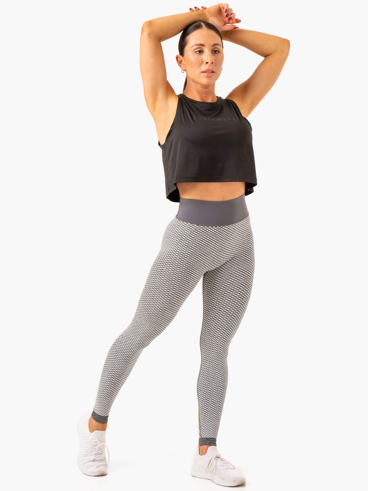 Honeycomb Scrunch Seamless Leggings for Women - Grey Marl | High Waisted Yoga Pants for Workout, Running & Lounge Wear