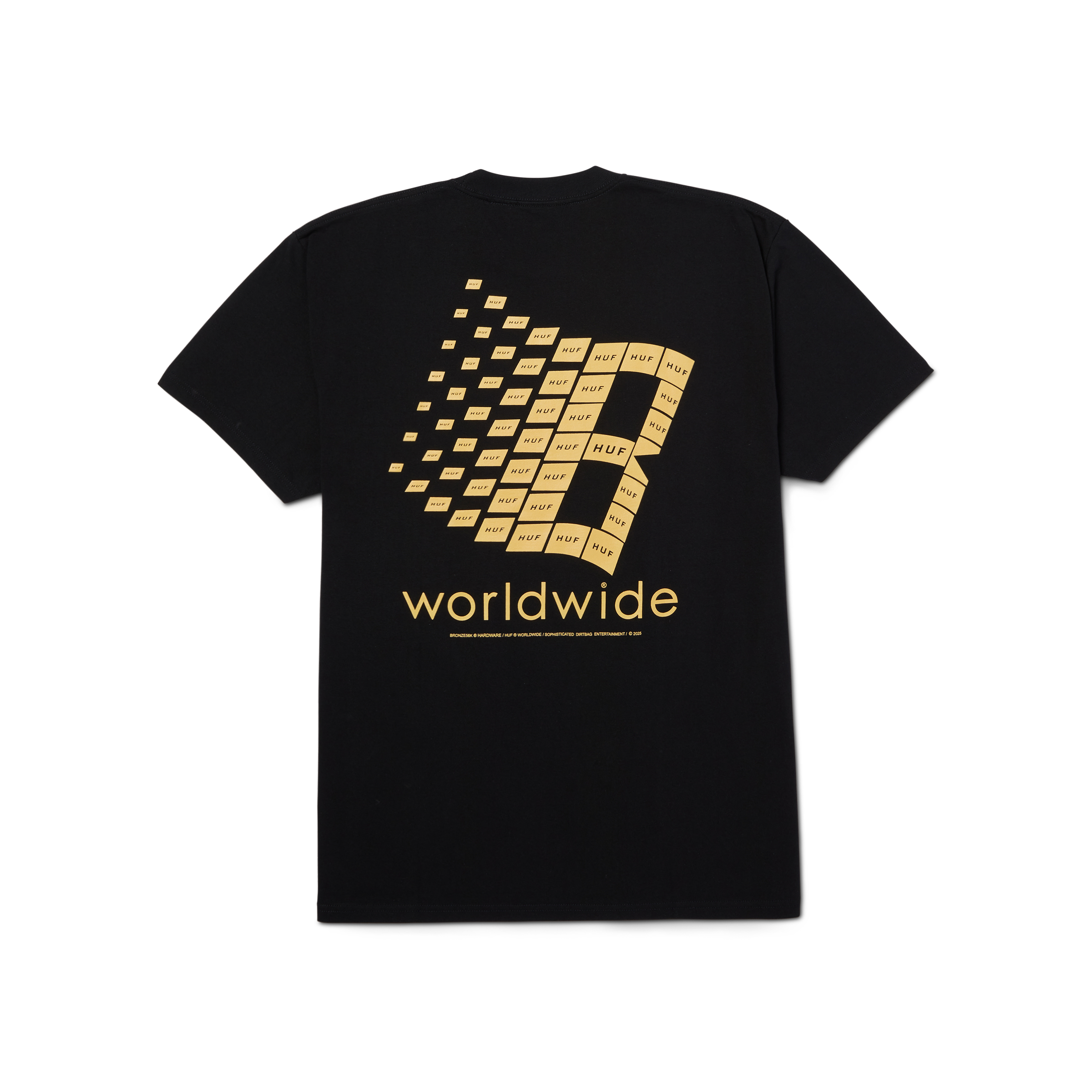HUF x Bronze56k Short Sleeve T-Shirt for Men - Black Cotton Graphic Tee - Streetwear Fashion for Casual Wear & Summer Outfits