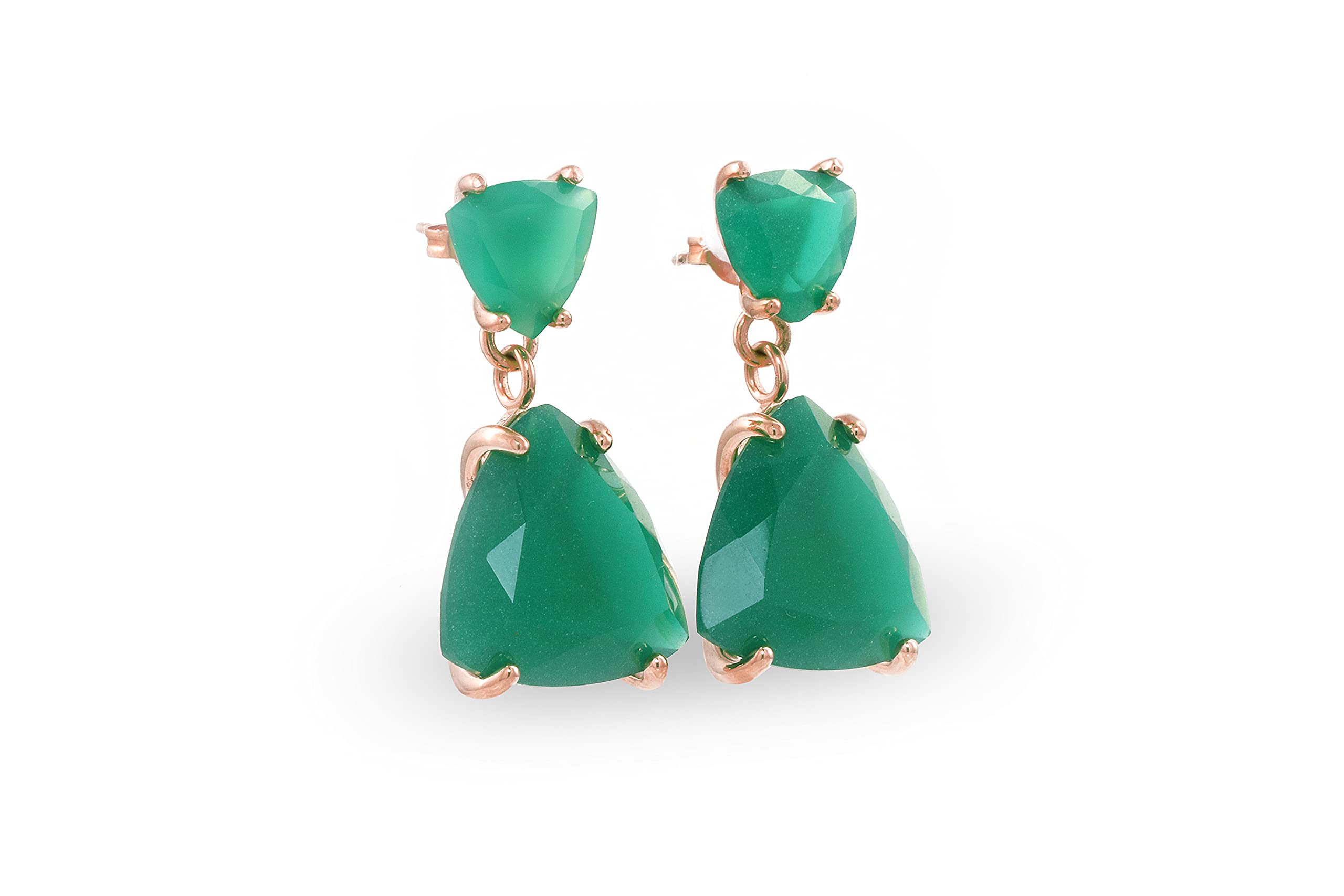 Exquisite Green Onyx Dangle Earrings for Women - Handmade Double Stone Stud Fashion Jewelry - Perfect for Weddings, Parties & Special Occasions | Unique Gift for Her