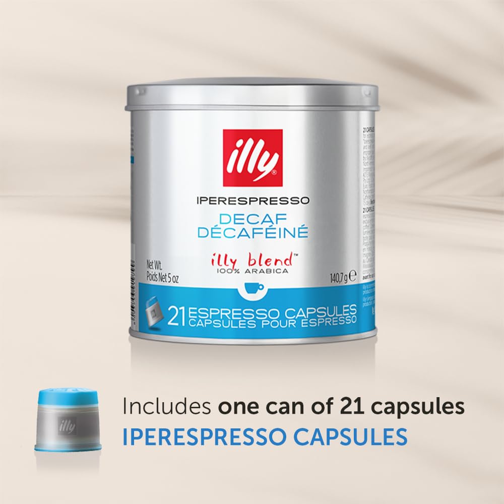 illy iperEspresso Coffee Capsules - Classico Decaf Single Origin Coffee Pods with Caramel Notes (21 Count) - Compatible with iperEspresso Machines | Perfect for Home Brewing, Office Use & Gifts