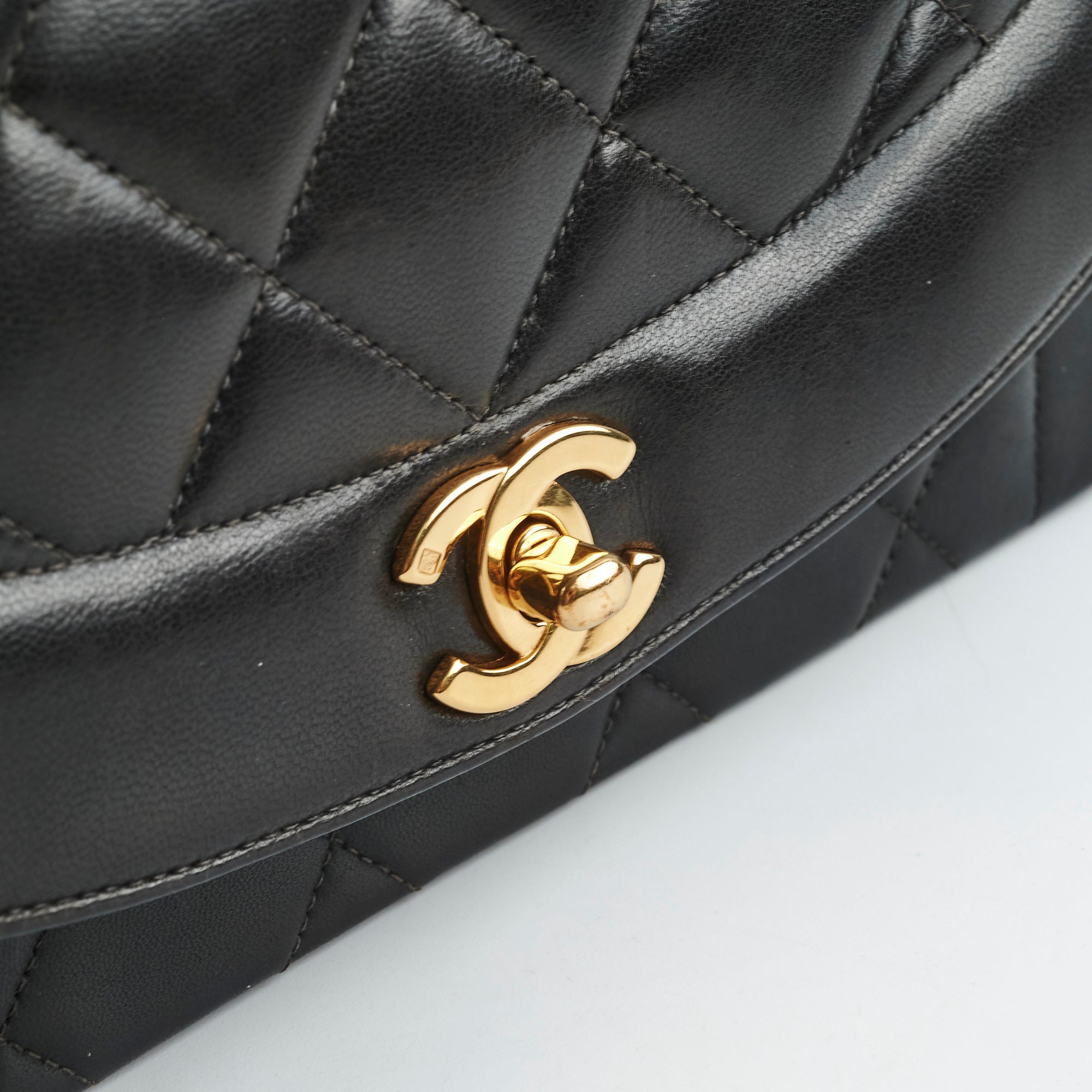 Authentic Chanel Small Vintage Diana Lambskin Leather Shoulder Bag Black - Perfect for Date Night & Special Occasions