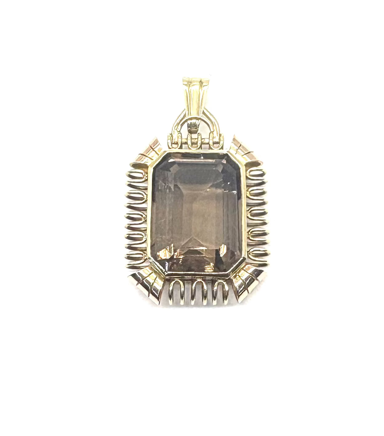 14K Yellow & Rose Gold Smokey Quartz Cutout Frame Pendant Necklace - Elegant Dainty Jewelry for Women, Perfect for Valentine's Day Gifts & Everyday Wear