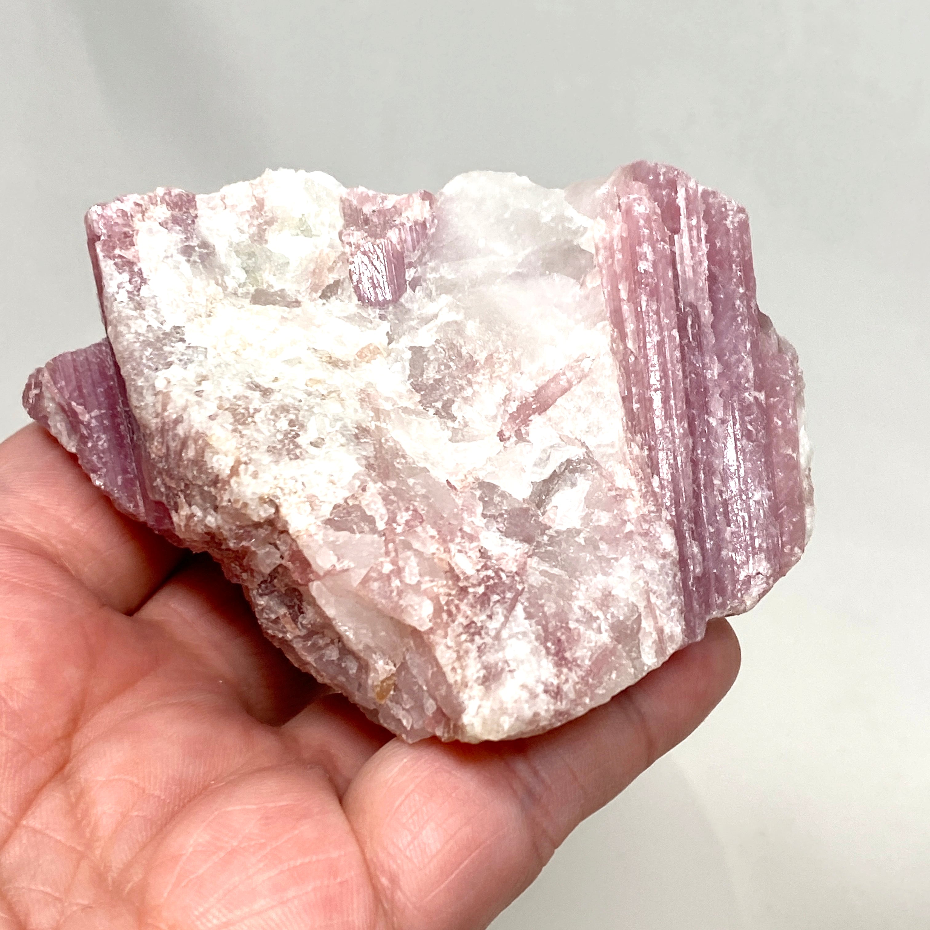 Natural Pink Tourmaline on Quartz Crystal - PTQ 03 Specimen for Mineral Collection, Healing & Home Decor