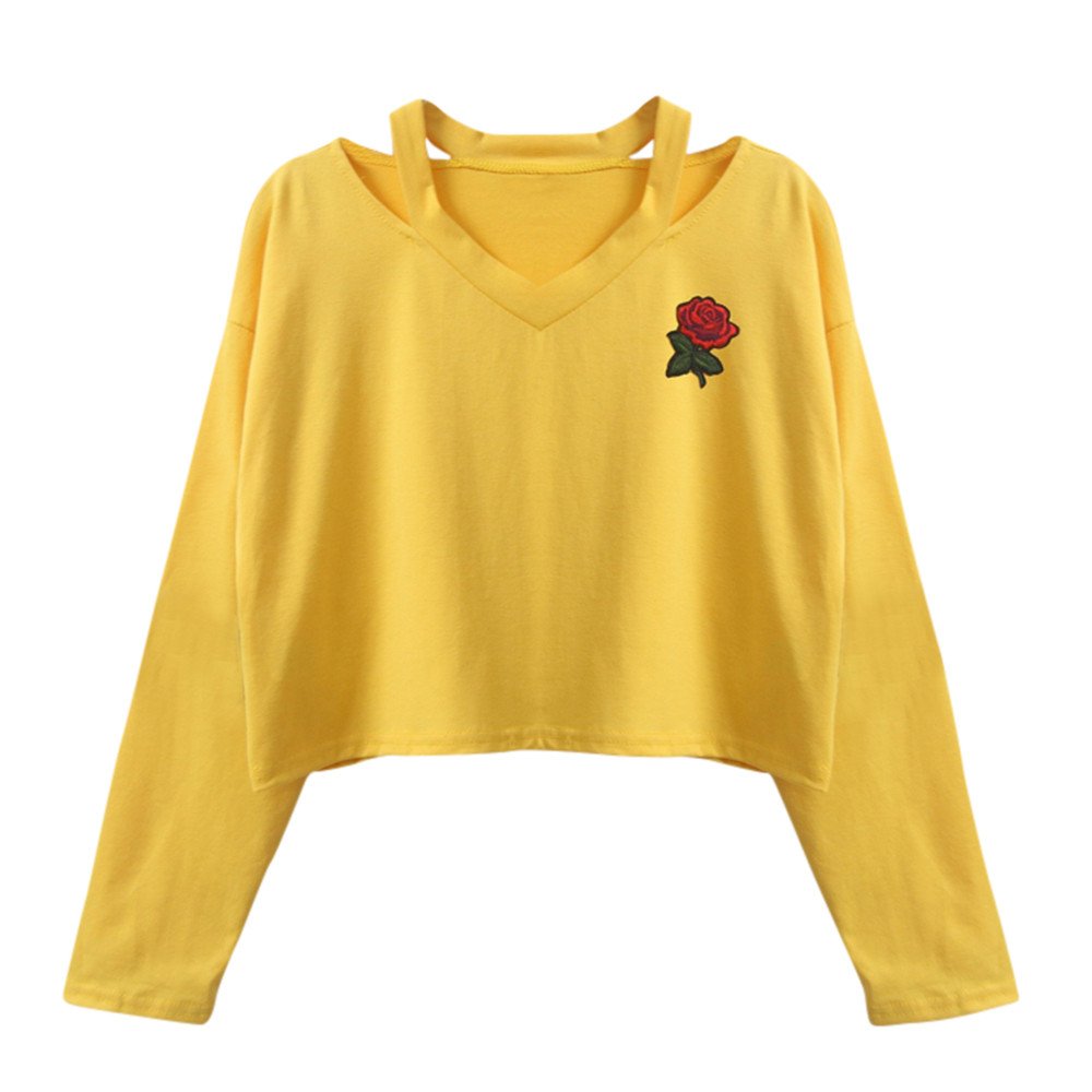 Women's Long Sleeve Sweatshirt with Rose Print - Casual Blouse Tops for Women | Cozy Fall Outfit, Lounge Wear & Everyday Fashion