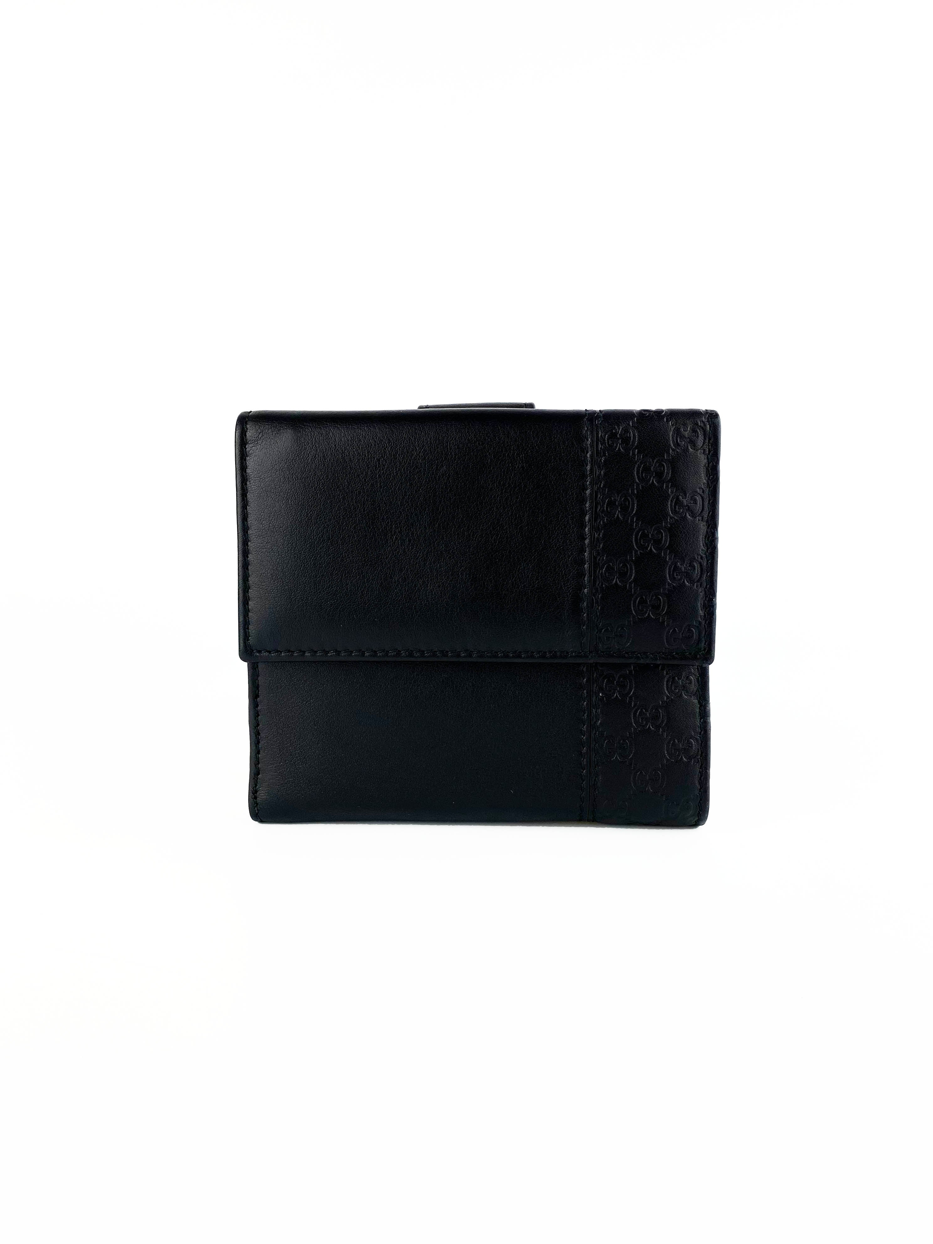 Gucci Black Compact Wallet for Women - Slim RFID Blocking Leather Card Holder - Perfect for Travel, Everyday Use & Gift Giving