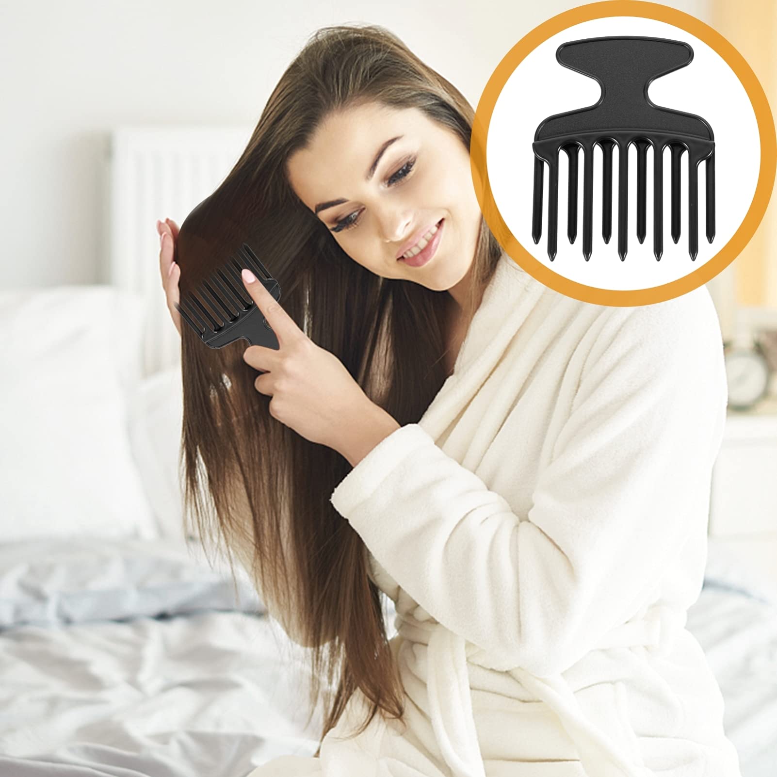 **Lurrose 2-Pack Afro Picks - Wide Tooth Detangling Comb for Natural Hair, Wigs & Braids - Double Fist Pick Hair Styling Comb for Men & Women - Perfect for Curly, Coily & Thick Hair (Blue)**    *(Ideal for salon use, home styling, travel, and daily detangling of afros, braids, twists, and extensions.)*