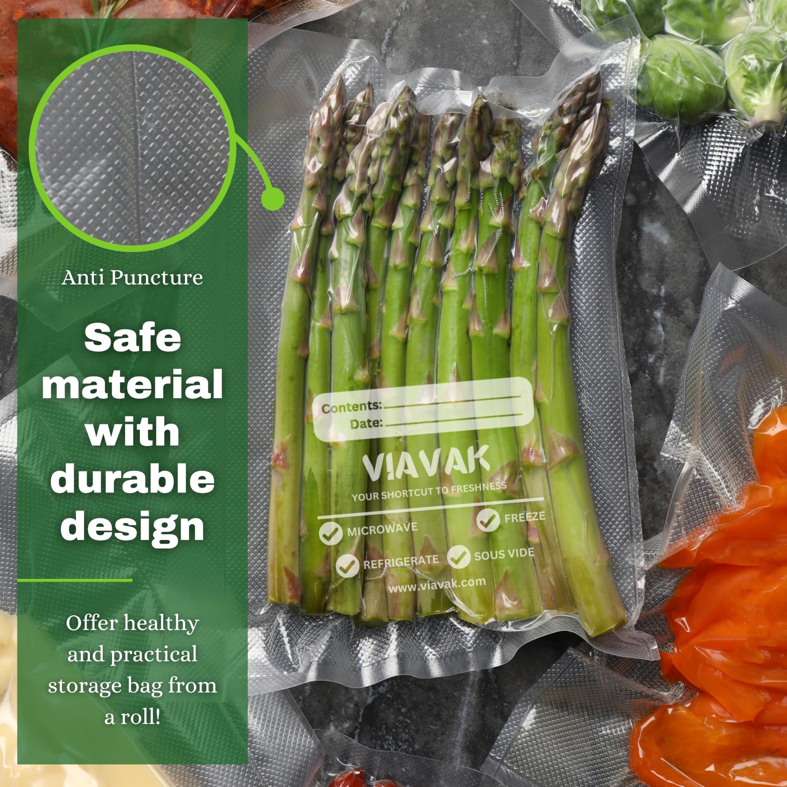 VIAVAK Commercial Grade Vacuum Sealer Rolls - 6 Rolls (3 Pack 8