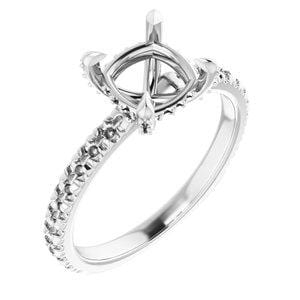 14K White Gold 7mm Cushion Cut Engagement Ring Mounting - Perfect for Wedding Proposals, Anniversaries & Bridal Jewelry