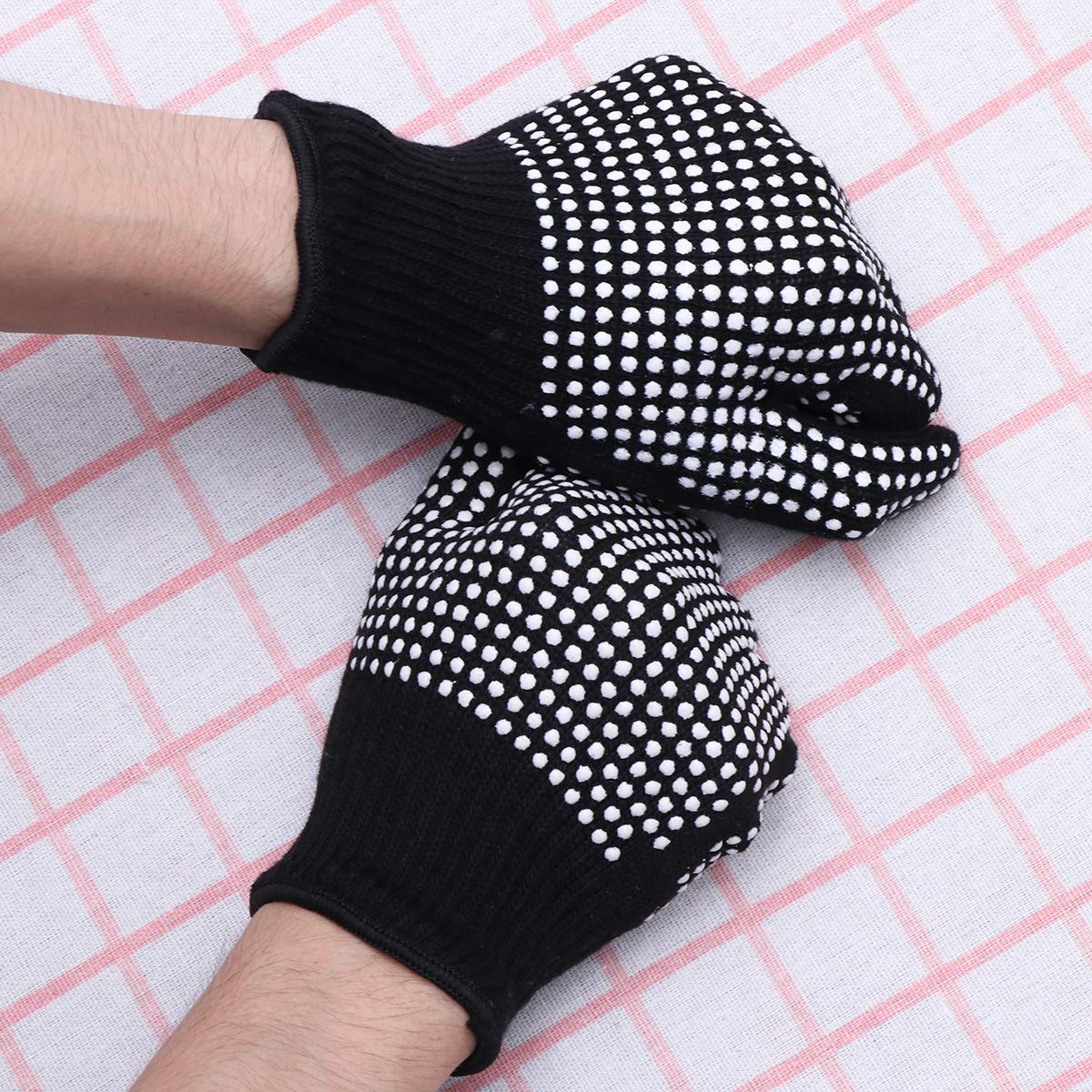 Beaupretty Heat-Resistant Oven Gloves for Cooking & Hair Styling - Thermal Protection for Baking, Grilling & Curling Iron Use - Black