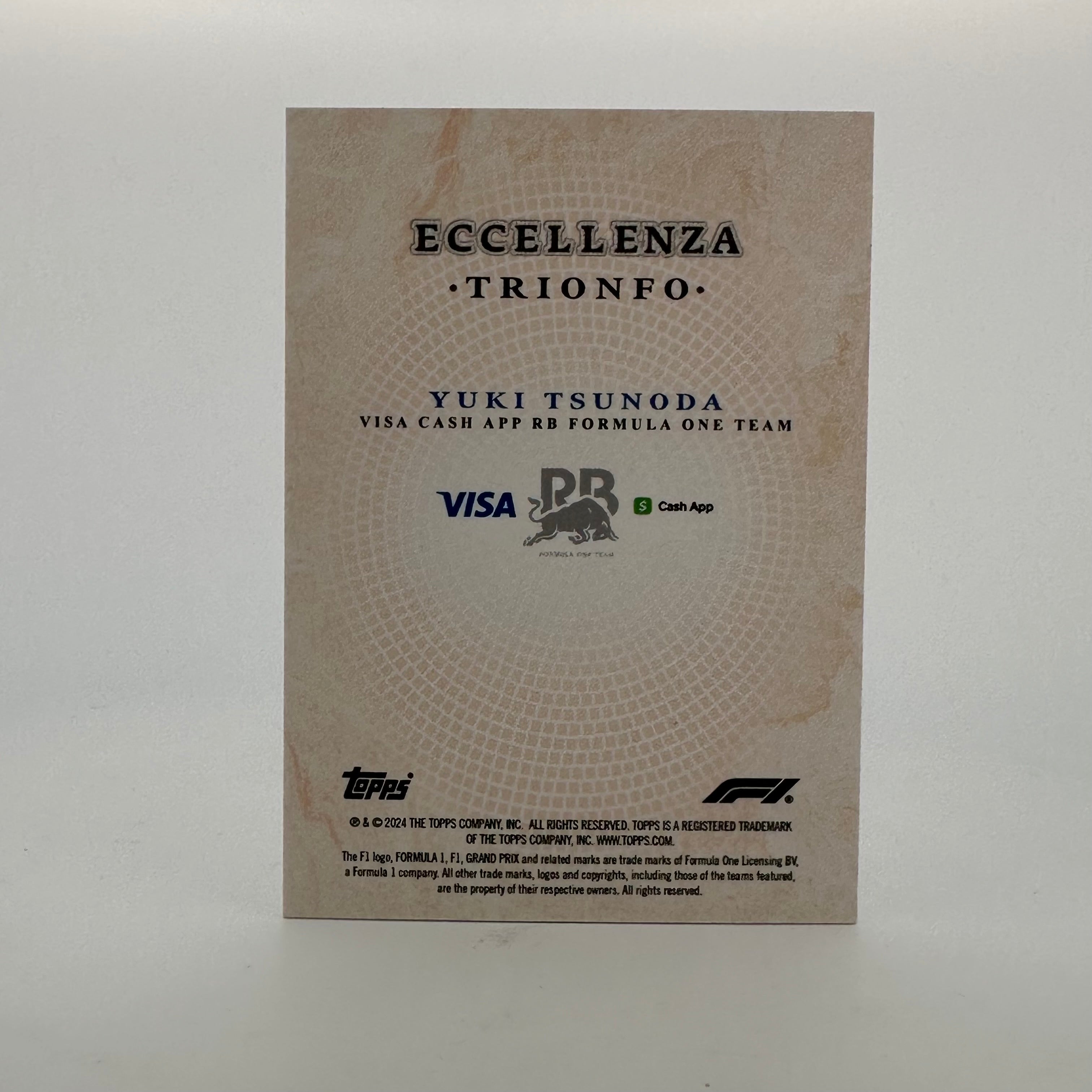 2024 Topps Eccellenza F1 Yuki Tsunoda Trionfo Orange Racing Card - Perfect for F1 Collectors, Display Cases, and Trading Card Games