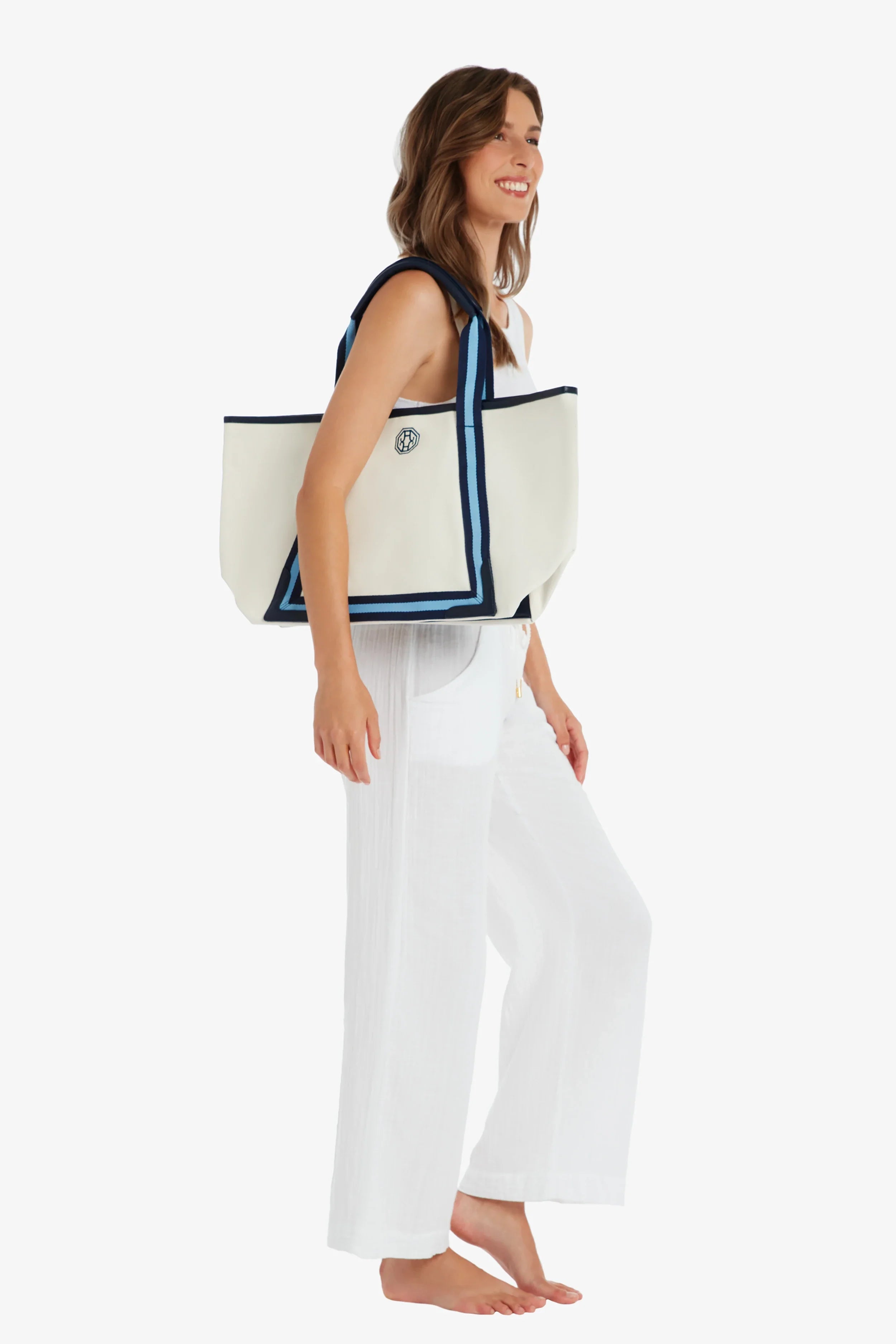 Stylish Navy Blue Beach Tote Bag - Large Waterproof Summer Tote for Women | Perfect for Pool, Beach Vacation, Shopping & Gym