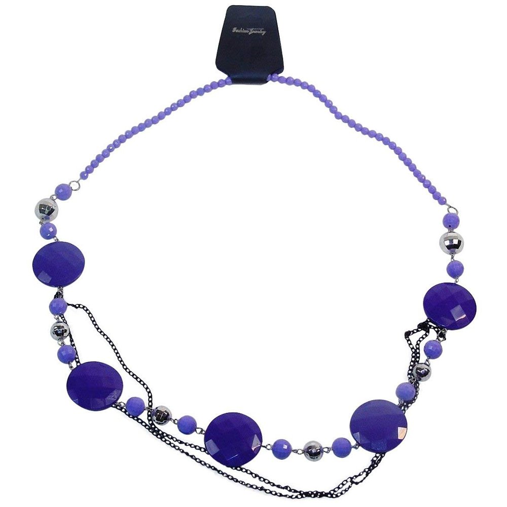 Trendy Layered Beaded Chain Necklace for Women - Elegant Bling Jewelry in Lavender - Perfect for Parties, Weddings & Everyday Wear