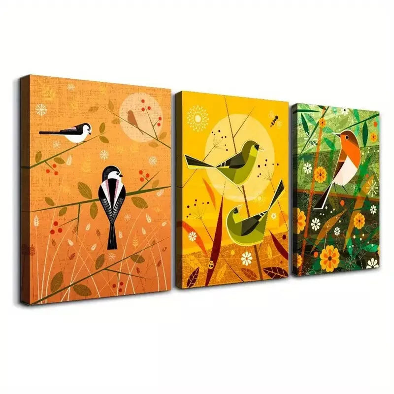 3-Piece Artistic Bird Wall Art Set - Framed Canvas Prints 50x70cm - High Quality Australian Made Wall Decor - Perfect for Living Room, Bedroom & Office Decoration