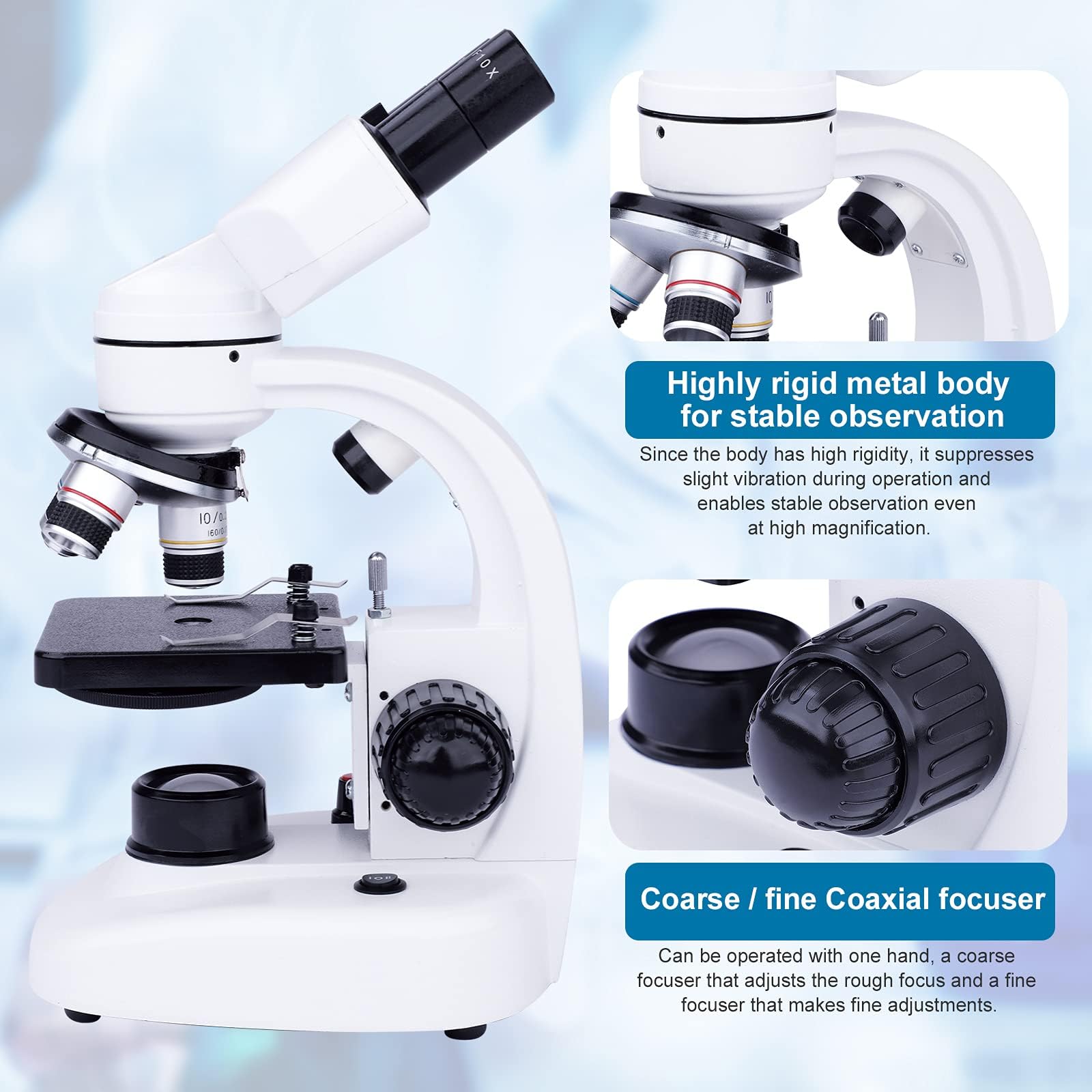 40X-1000X Binocular Compound Microscope for Adults & Students - Professional Lab-Grade Microscope with Slides, Phone Adapter & Specimen Kit - Perfect for Home Education, Science Hobbies & Biological Research
