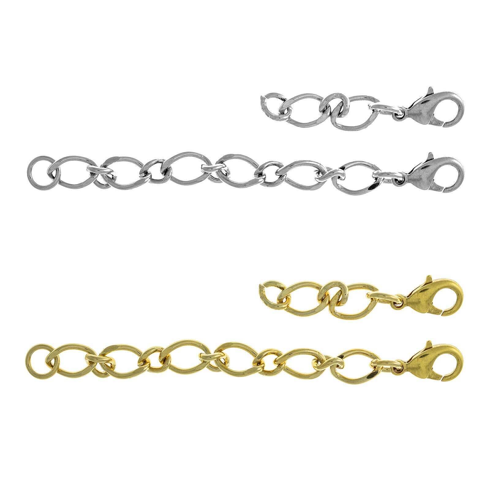 1928 Jewelry 4-Piece Extension Chain Set - Gold & Silver Necklace Extenders for Layering, Adjustable Length Jewelry Accessories - Perfect for Necklace Layering, Bracelet Sizing and Custom Jewelry Designs