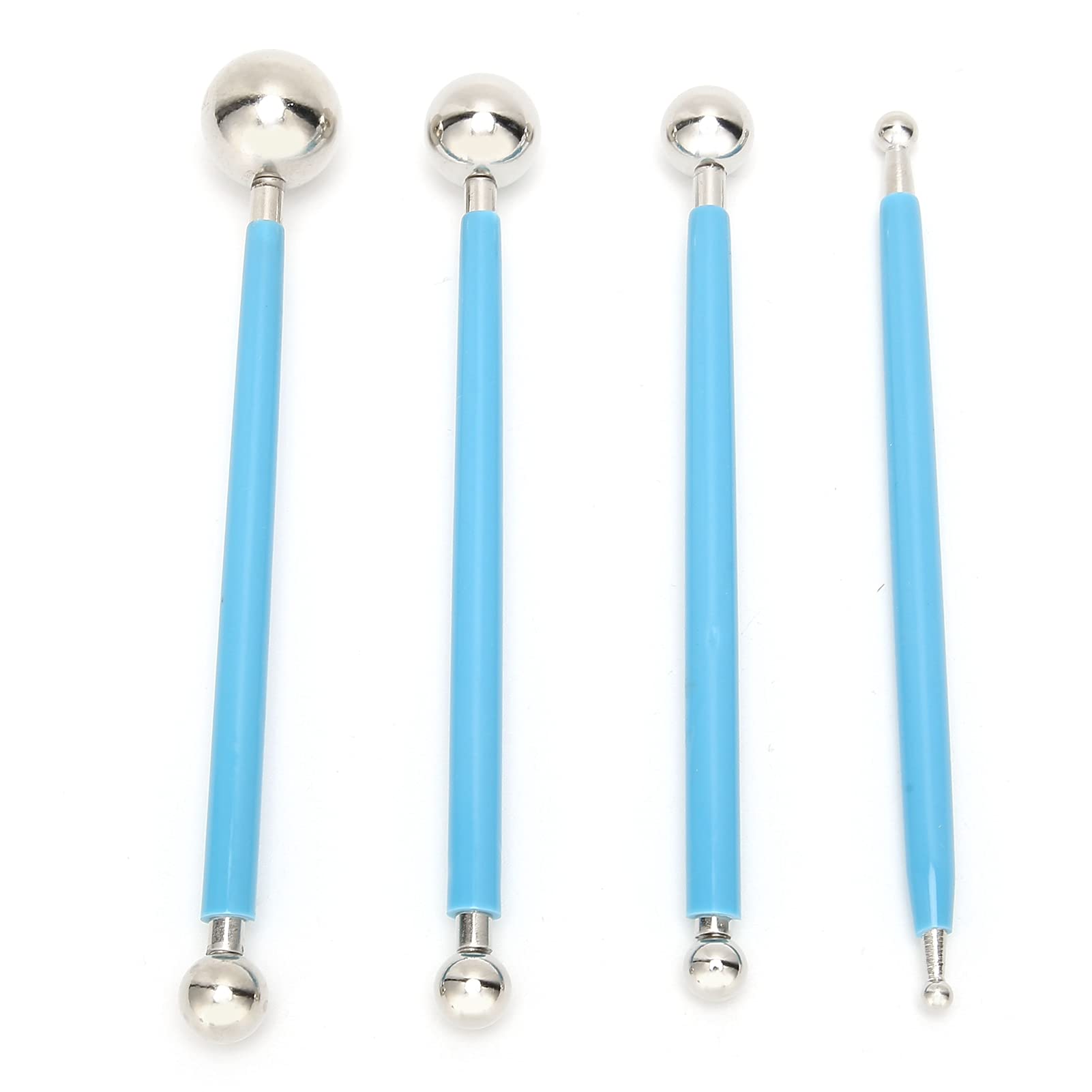 Alvinlite 4-Piece Double-Ended Metal Ball Cake Decorating Tool Set - Professional Fondant Sculpting & Modeling Tools for Cake, Cookie, Pastry Decoration - Perfect for Bakers, Wedding Cakes & DIY Desserts