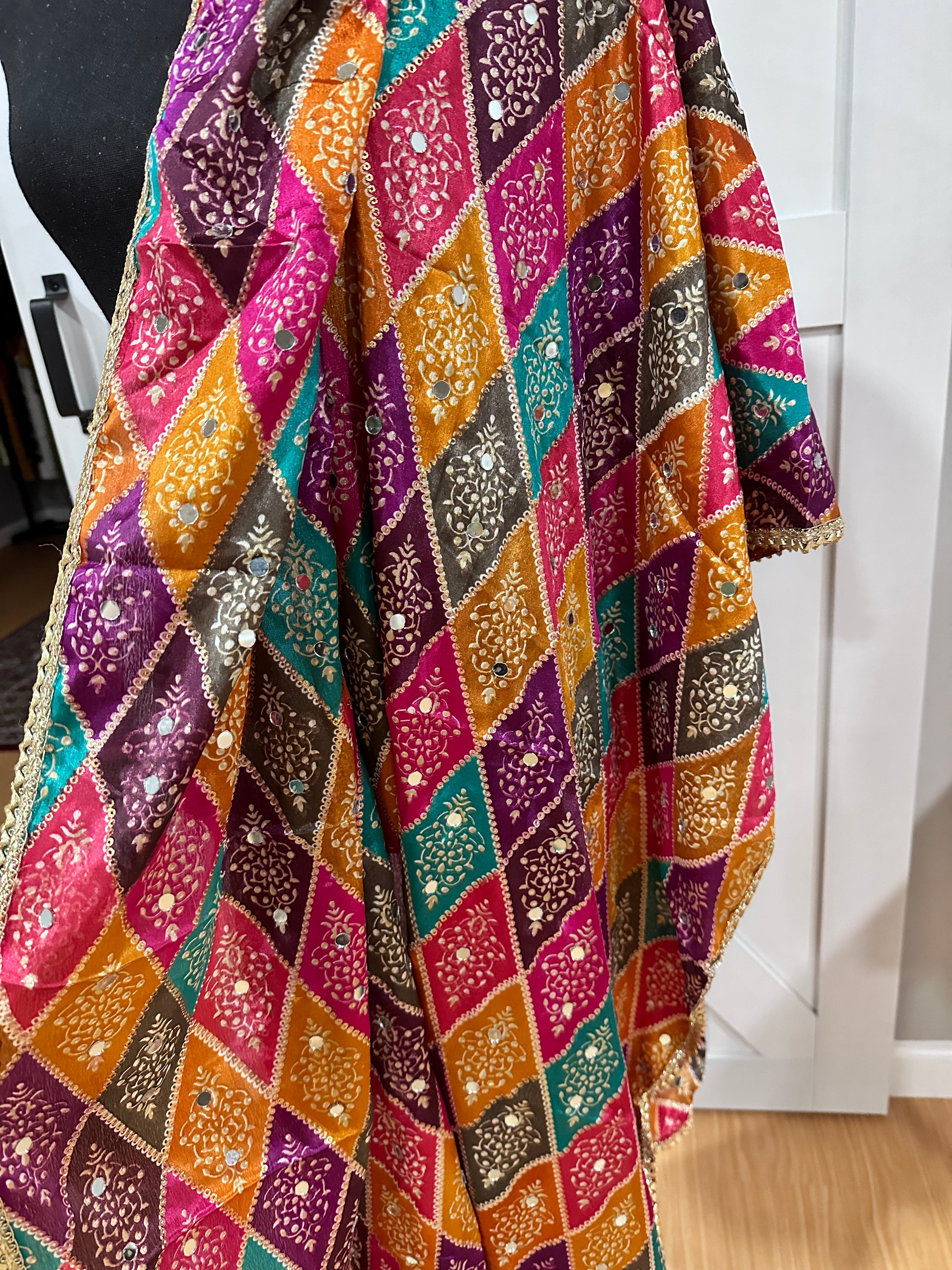 Phulkari Style Dupatta - Handmade Indian Embroidered Scarf for Women - Perfect for Weddings, Parties & Festive Occasions