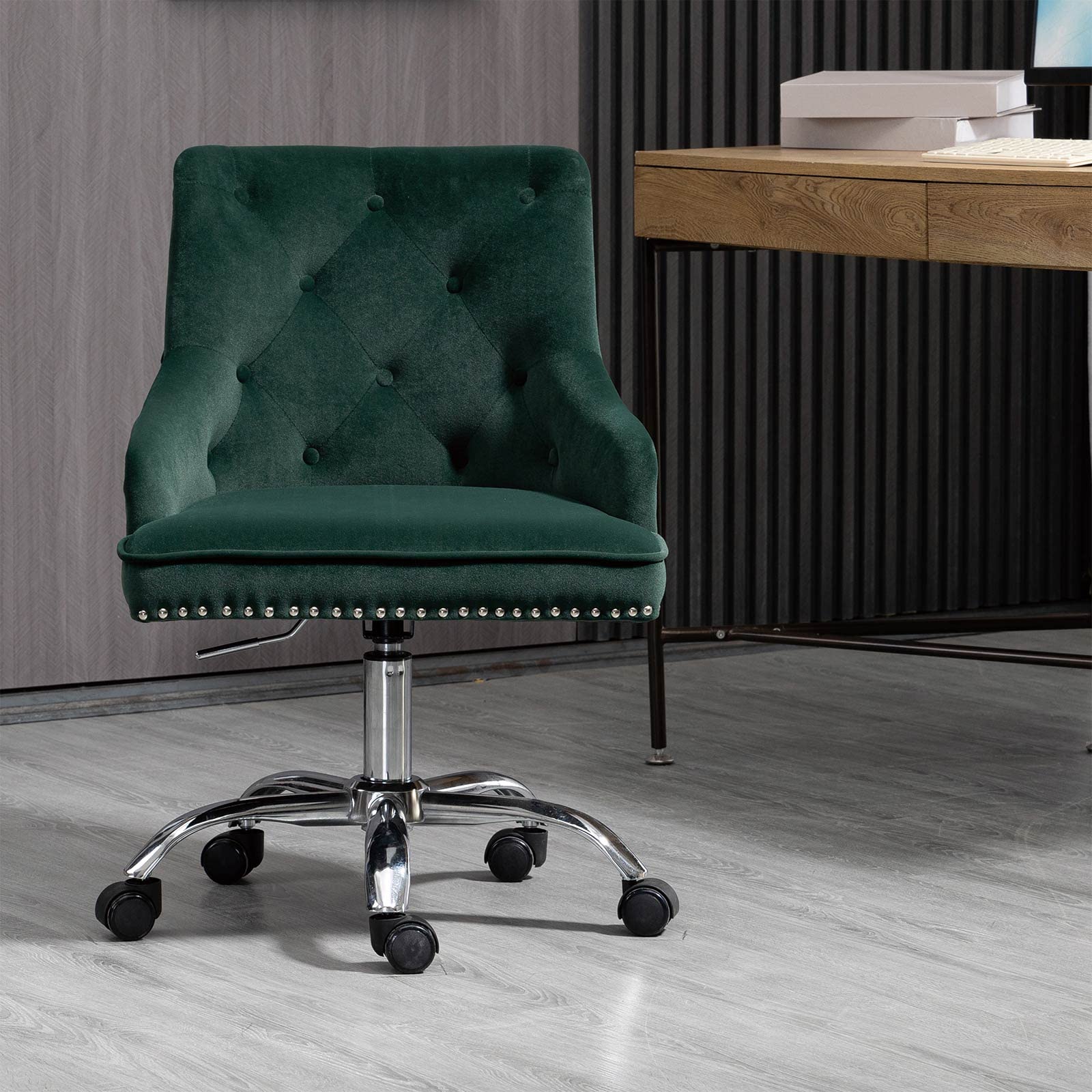Premium Velvet Home Office Chair - High Back Ergonomic Desk Chair with Adjustable Height, 360° Swivel & Wheels for Comfortable Working - Perfect for Study Room, Living Room & Home Workspace