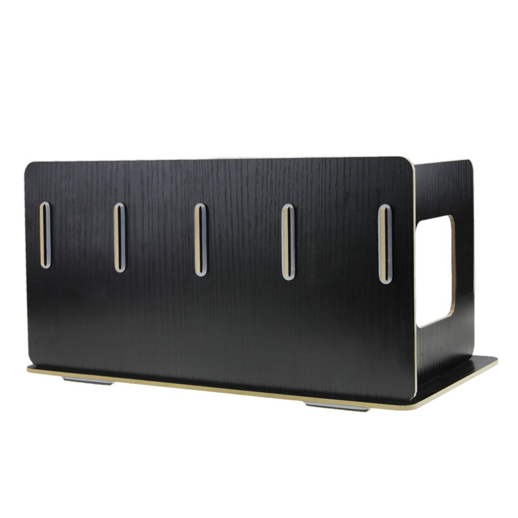 Wooden Desk File Organizer - 4-Section Bookends, Magazine Holder & Document Storage Box for Office, Home, or Study Room Organization