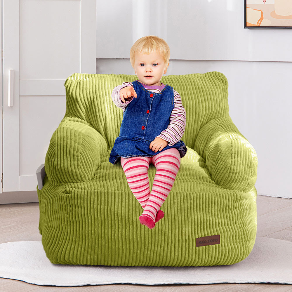 MAXYOYO Kids Bean Bag Chair - Soft & Comfortable Toddler Bean Bag Sofa with Removable Filler for Boys & Girls (Green) - Perfect for Playroom, Bedroom & Reading Nook