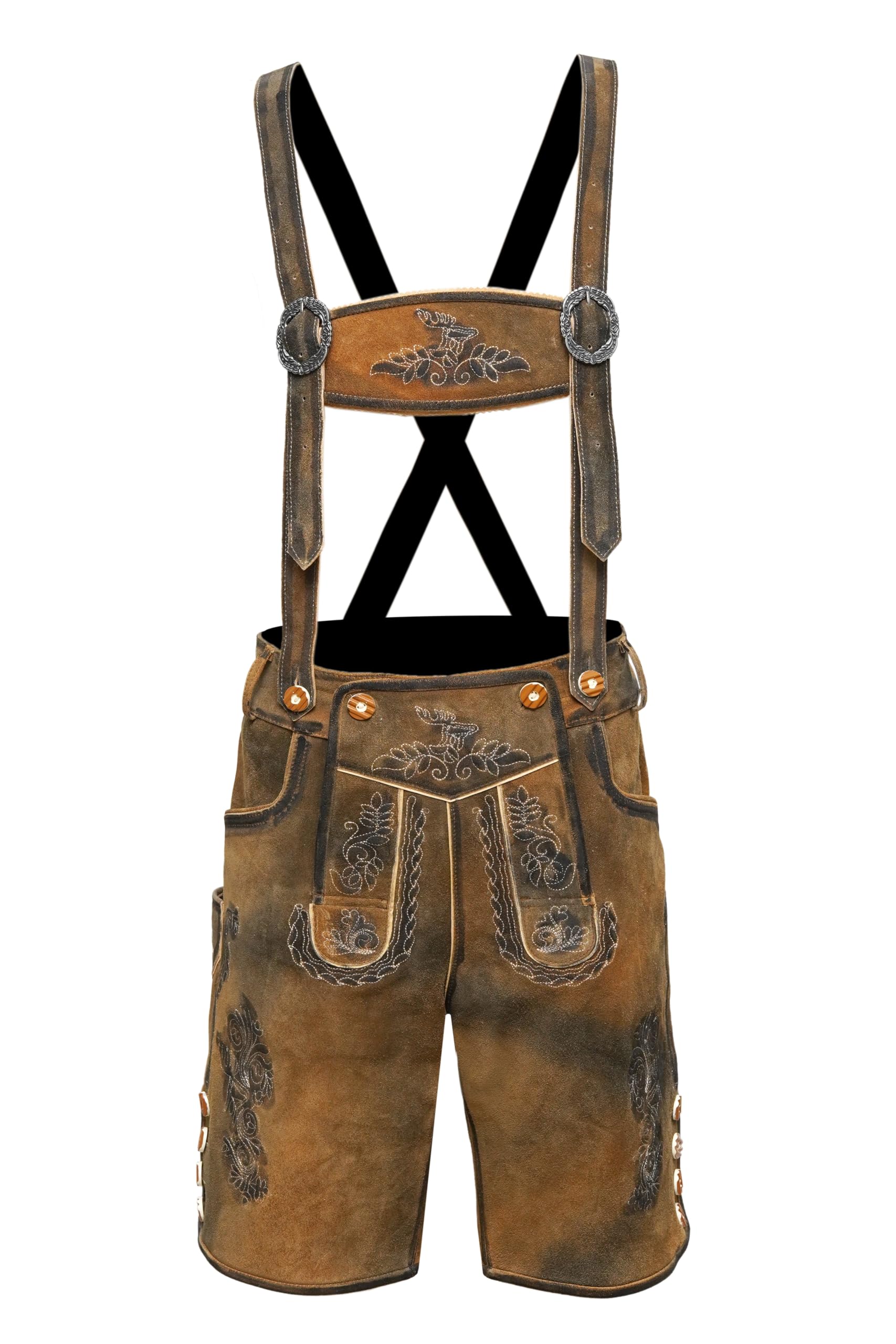 Authentic Men's Bavarian Lederhosen - Genuine Cowhide Leather Shorts with Adjustable Suspenders | Oktoberfest Costume, German Festival Outfit, Beer Party Attire
