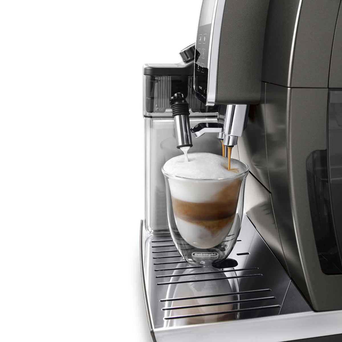 DeLonghi Dinamica Plus Titanium Connected Automatic Espresso Machine with Milk Frother - ECAM37095T | Perfect for Home Baristas & Coffee Lovers | Brew Lattes, Cappuccinos & Espresso Drinks