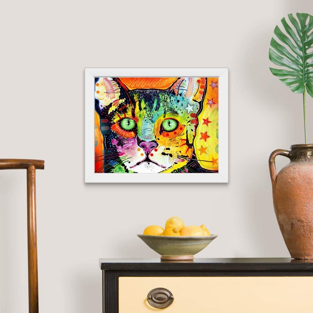Elegant Straight Cat White Framed Art Print - Premium Cat Artwork for Home Decor, Office Wall Art & Gift Ideas