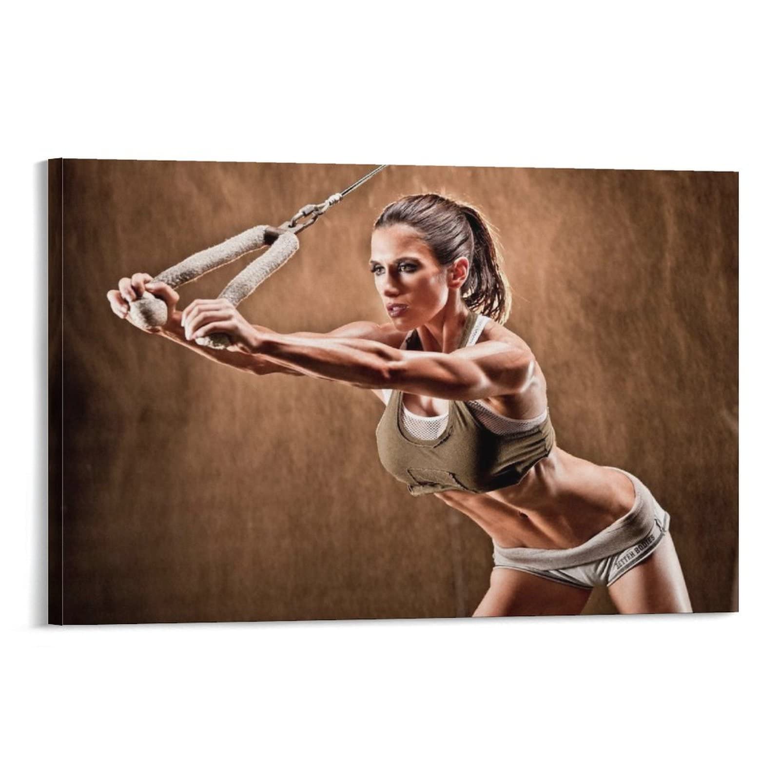 Sexy Bodybuilding Woman Gym Poster - Muscle Girl Strength Fitness Wall Art - Motivational Workout Canvas Painting for Home & Gym Decor - 24x36 Inches (60x90cm) Framed - Perfect for Bedroom, Living Room & Home Gym Inspiration