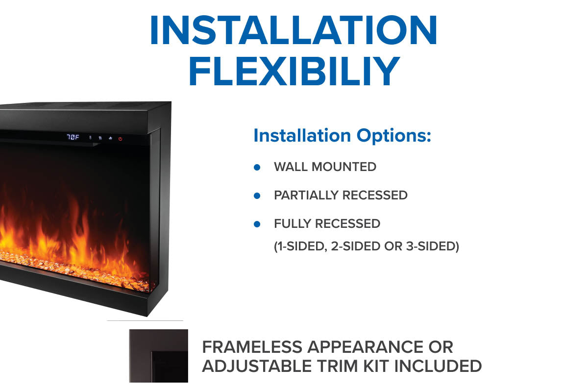 Napoleon Astound 62 FlexMount Smart Multi-Side Wall Mount Recessed Electric Fireplace - Perfect for Living Room, Bedroom & Office Heating & Ambiance