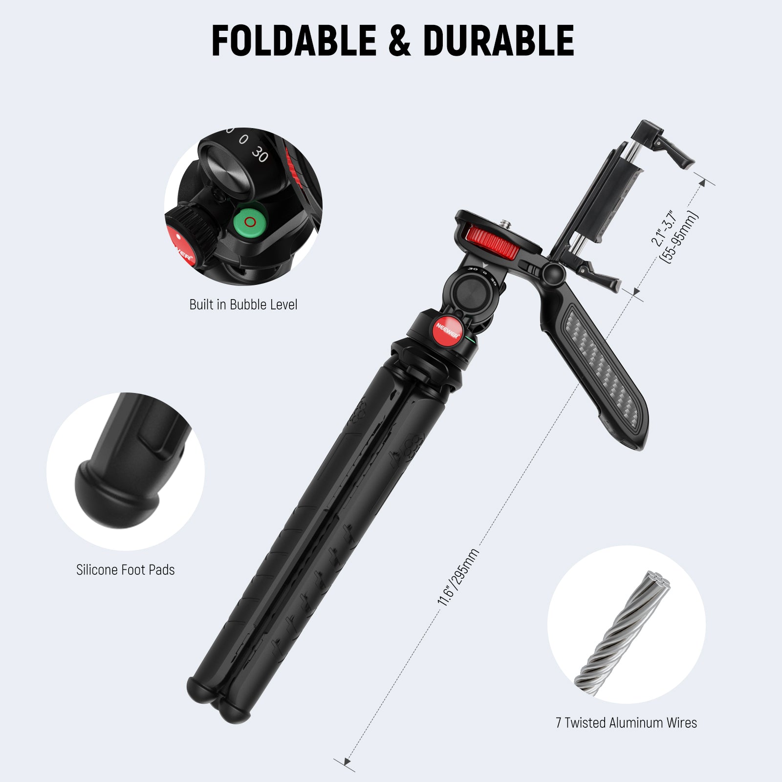 NEEWER TP36 Flexible Mini Tripod Stand with Wireless Remote - Portable Phone & Camera Tripod for Vlogging, Photography, Travel, and Live Streaming
