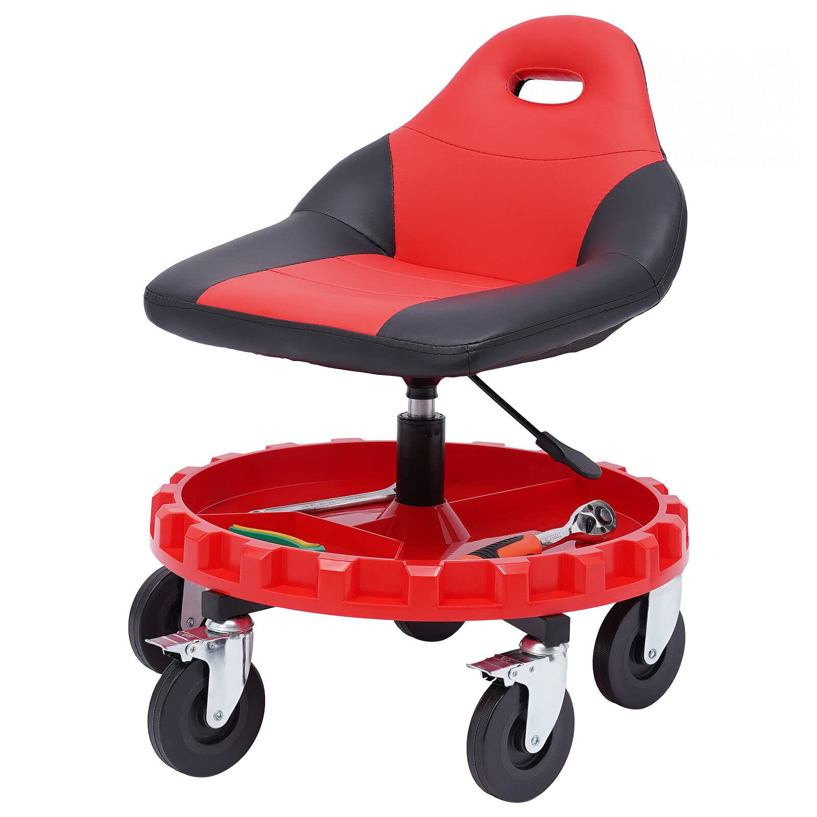 Heavy Duty Rolling Shop Stool - 220 LBS Capacity Adjustable Garage Stool (24.8