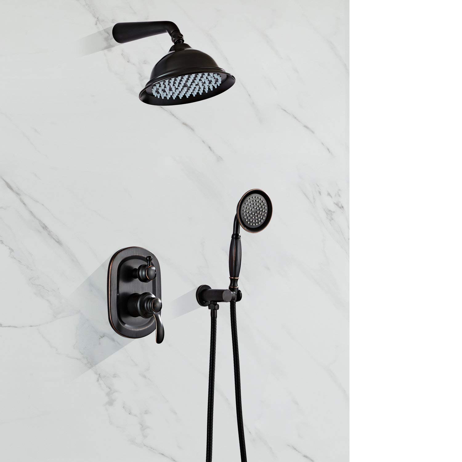 Oil Rubbed Bronze Shower System - Wall Mounted Ceiling Shower Faucet Set with High Pressure 8