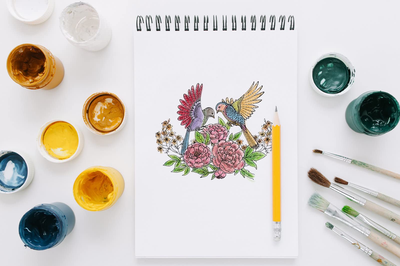 Spring Flowers & Birds Clear Rubber Stamps Set for Card Making, Bullet Journal, Scrapbooking - DIY Craft Stamps for Handmade Greeting Cards, Notebook Decoration & Art Projects