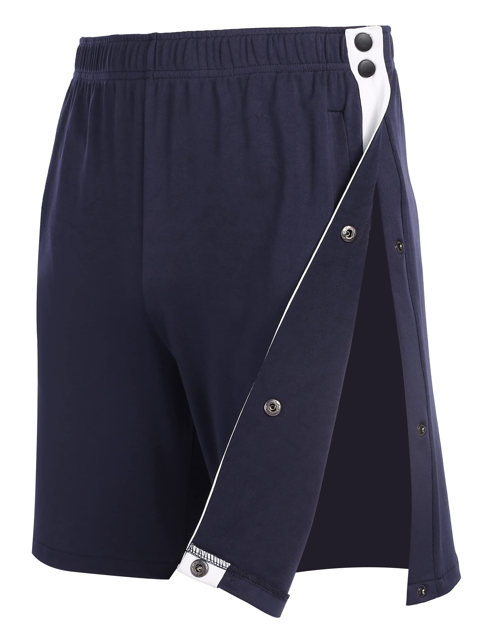 Post Surgery Adaptive Tear Away Shorts for Men - Wide Leg Snap Loose Fit Comfort Shorts for Recovery & Physical Therapy | Ideal for Hospital, Home Care & Mobility Assistance