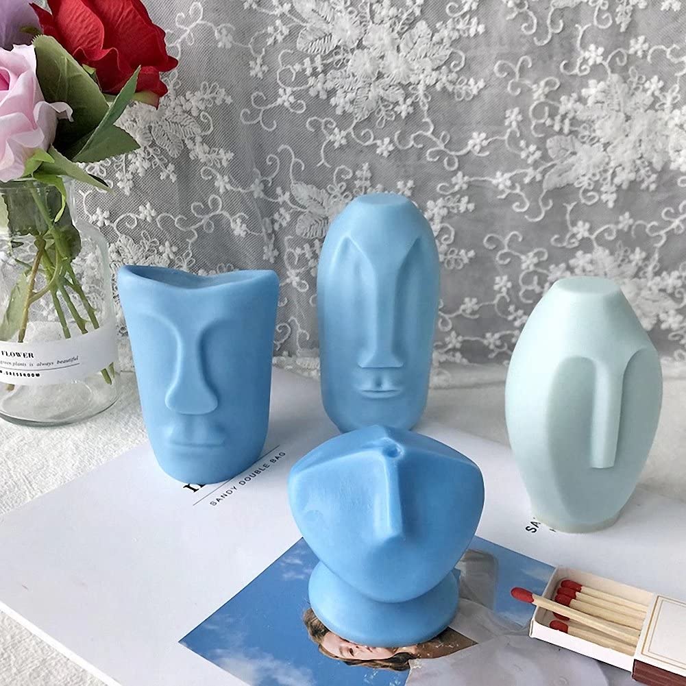 3D Abstract Human Face Candle Molds - Silicone Resin Casting Mold for DIY Art, Soap Making & Sculpture | Perfect for Aromatherapy Candles, Plaster Art & Resin Crafts | Home Decor & Gift Making