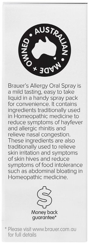 Brauer Allergy Relief Oral Spray for Adults & Kids - Fast-Acting Hay Fever & Seasonal Allergy Symptom Relief - Use at Home, Work, or Travel