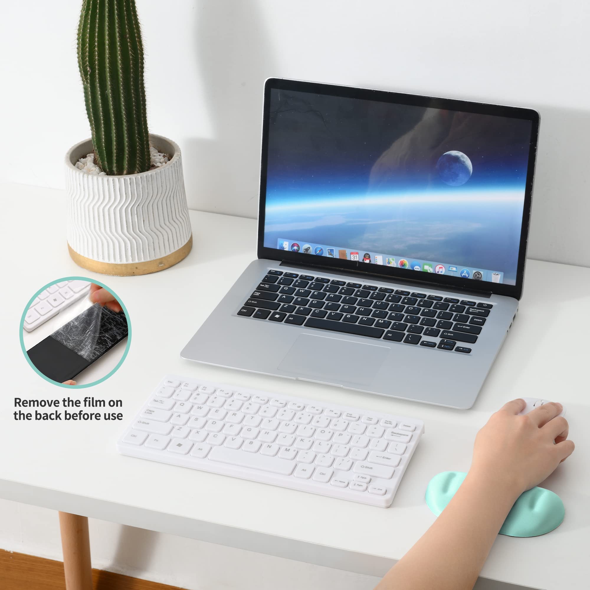 Turquoise Green Superfine Memory Foam Ergonomic Wrist Rest - Soft Gel Mouse Pad with Wrist Support for Gaming, Office & Computer Use - Comfortable for Long Hours of Typing and Mouse Work