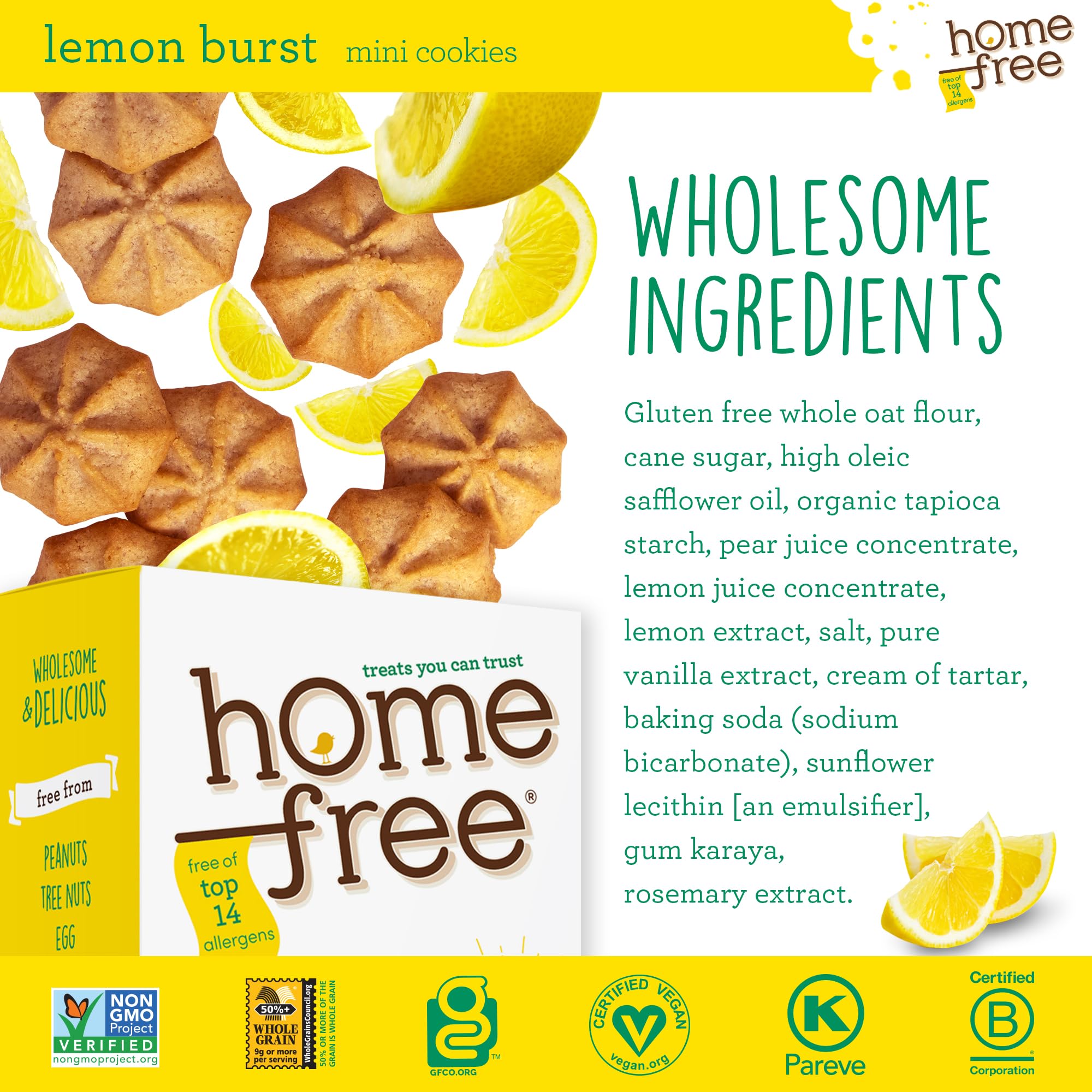 Gluten Free Vegan Lemon Cookies - Nut Free, Allergy Friendly Snacks for School & Travel - 5 Oz, Made in USA